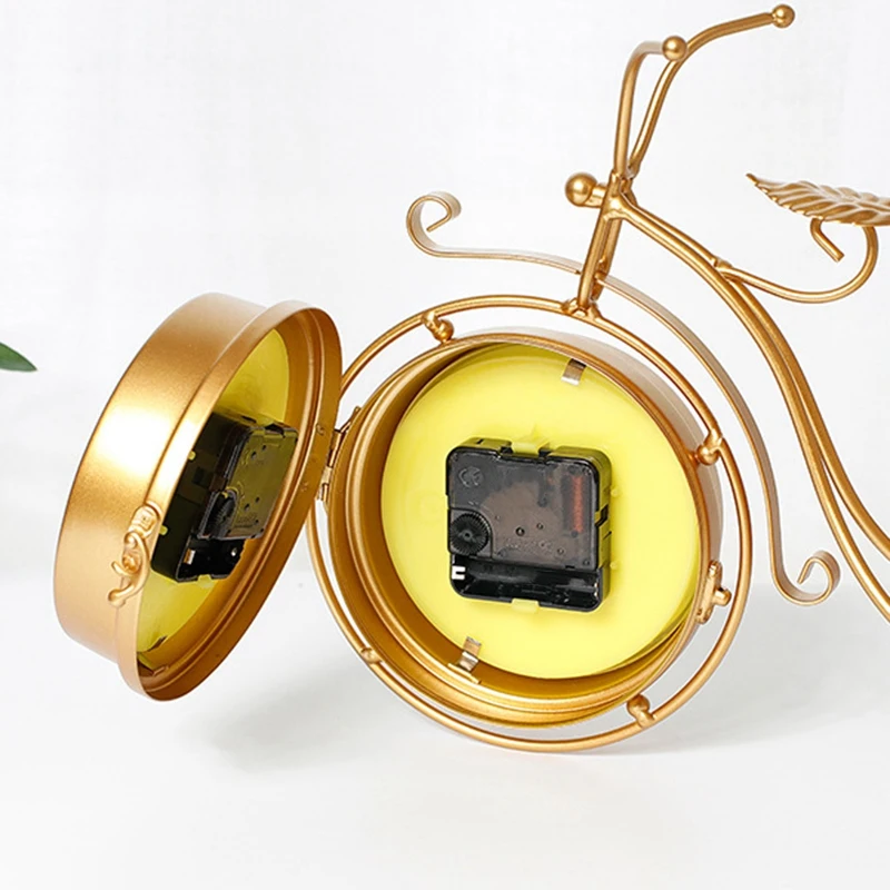 

Hot New Gold Tricycle Type Table Clock Classic Non-Ticking Silent Retro Decorative Bike Clock for Living Room Study Room Cafe