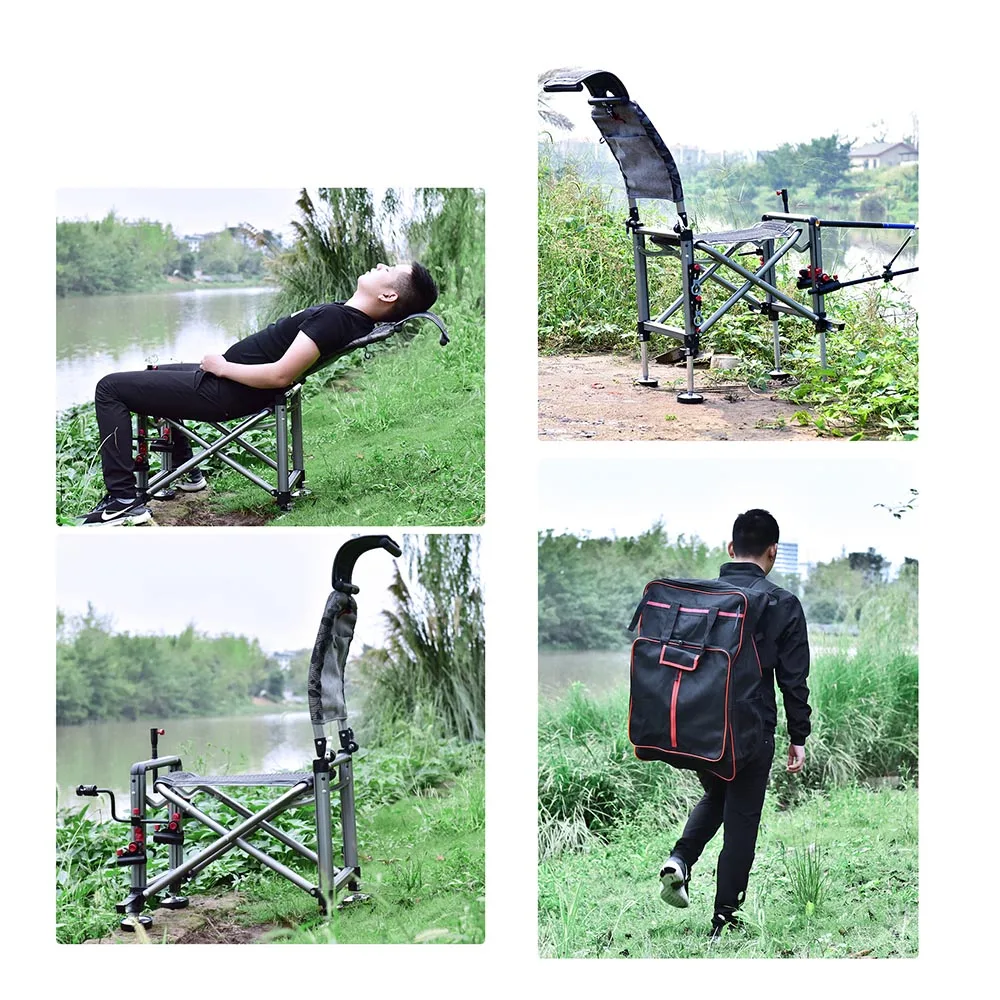 New Style Fishing Chair Fishing Stool Outdoor All-Terrain Aluminum Armchair  Folding Multi-functional Portable Fishing Gear Chair