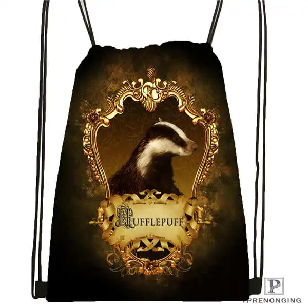 Drawstring Backpack Custom hufflepuff-@ 03-походная сумка на шнурке милый рюкзак для детей(черная спинка) 31x40 см#180611-03-127 - Цвет: Drawstring Backpack