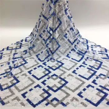 

Latest Sequence Lace Fabric Nigerian Lace Fabrics High Quality Sequins Lace Fabric African Tulle Net Lace for Wedding