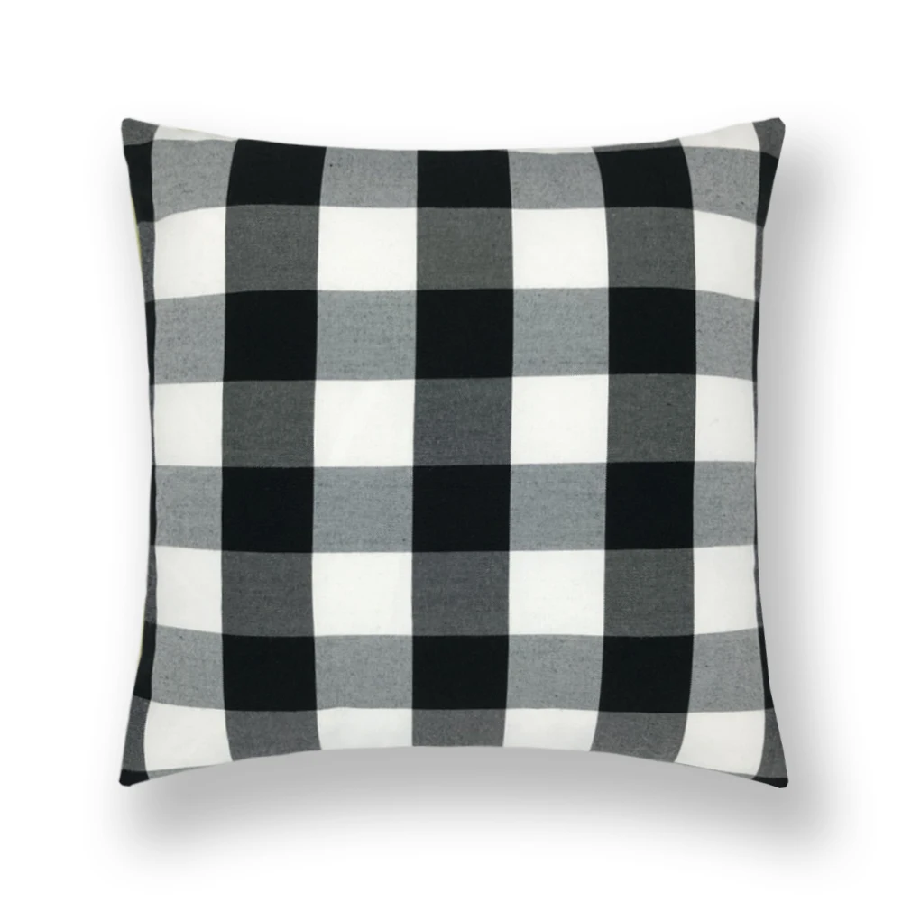 No pillow insert 1 шт., проверяющая подушка в клетку для стула, чехол для фермерского дома, буйвола, прямоугольная наволочка, Чехлы хлопковый льняной, чехол для подушки, домашний декор 45*45 см - Цвет: No pillow insert