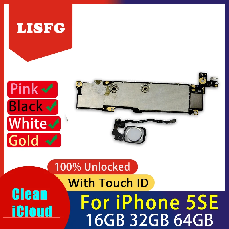 

16GB/32GB/64GB For iphone SE Motherboard with Touch ID,100% Unlocked Logic Board For iphone 5SE Mainboard with IOS System
