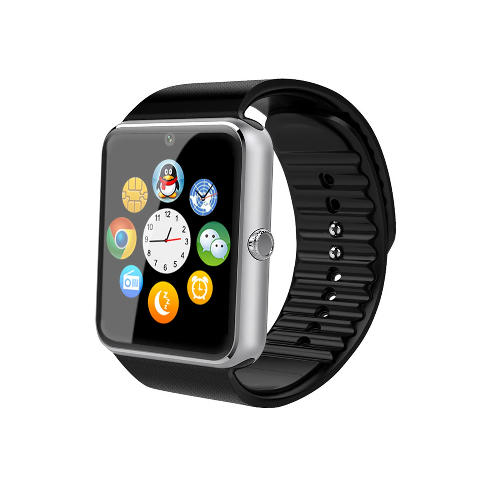 Silver GT08 Bluetooth Смарт-часы телефон Andriod IOS сенсорный экран поддержка sim-карты TF карта памяти с камерой умные часы GT08 часы - Цвет: Silver