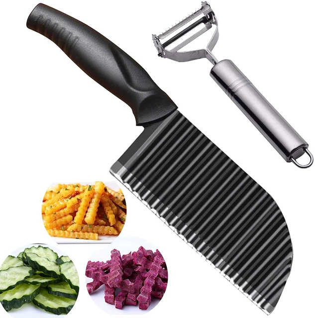 Crinkle Potato Cutter Blade Waffle Fry Cutter Stainless Steel Vegetable  Wavy Chopper Knife French Fry Slicer for Carrot Onion - AliExpress