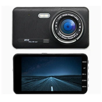 

170-degree Wide-angle Car Dashcam 1080P HD Dual-lens Rear-view Mirror Camera 4.0-inch Touch-screen DVR Reversing Image