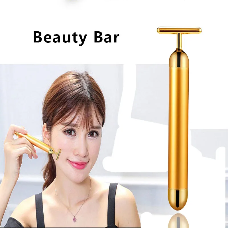 Energy Beauty Bar Vibrating Facial Slimming Face Massager Pulse Firming Stick Lift Skin Tightening Anti Aging Wrinkle Tool energy 24k gold t beauty bar facial roller massager t shape face lift bar pulse vibration firming face massage lift tools stick