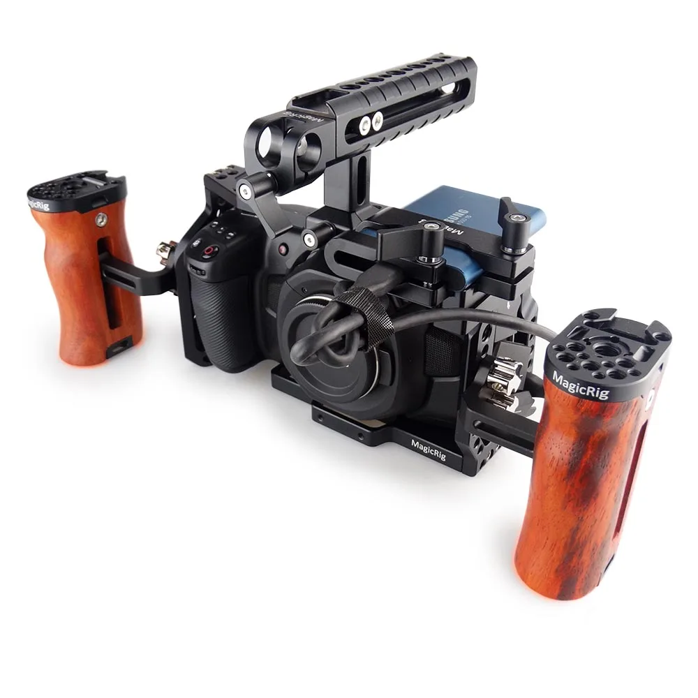 MAGICRIG Регулируемая DSLR деревянная рукоятка универсальная Боковая ручка с холодным башмаком/ARRI Монтажная точка для камеры клетка