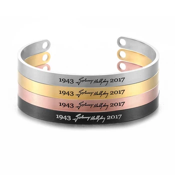 

Johnny Hallyday Cuff Bracelet Adjustable Inspirational Stainless Steel Bangle Engraved Name Jewelry for Women Men Fans Gift
