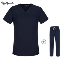 Качественные новые модные мужские костюмы с короткими рукавами, хирургические халаты, одежда медсестры, доктор, однотонные летние хлопковые рубашки, штаны, униформа