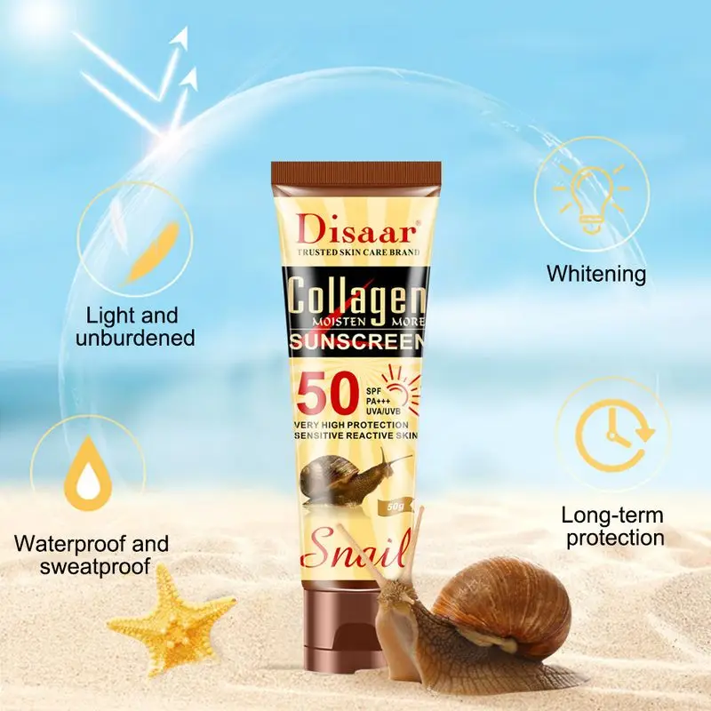 Collagen Snails Facial Body Sunscreen Moisturizer Sun Cream Skin Protective Cream Oil-control Moisturizing SPF 50+ Face