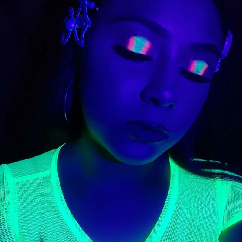 Glow Eyeshadow Palette Stage Clubbing UV Glow in the Dark Fluorescent Eye Shadows Neon Makeup Kit in Blacklight Glow Eyeshadow Palette Stage Clubbing UV Glow in the Dark Fluorescent Eye Shadows Neon Makeup Kit in Blacklight