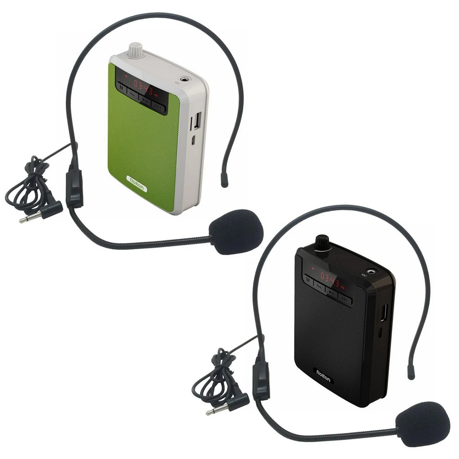 

Gosear 5W 2200mAh Voice Amplifier Multifunctional Portable Mini Voice Speaker with 2 Wired Microphone Storage Box for Teachers