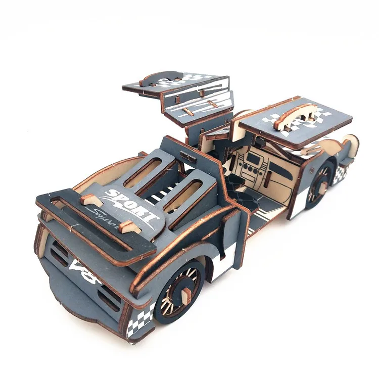 

New Products 3D Assembled Wooden Children Adult Toy 3D DIY Educational Sports Car Model Jigsaw Puzzle