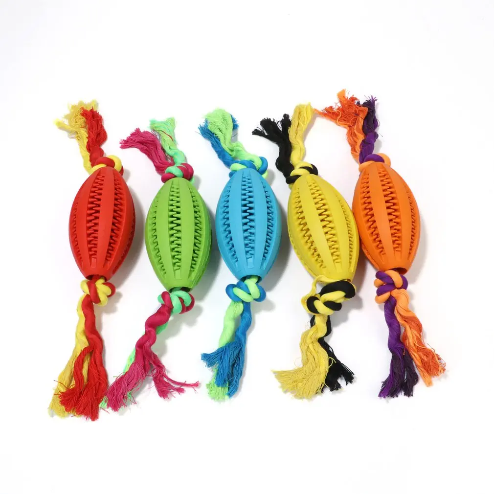 Rugby-shaped dog molar toy With rope Dog Pet's Toy Teeth Growth Training Chewable Bite Pet's Care Products