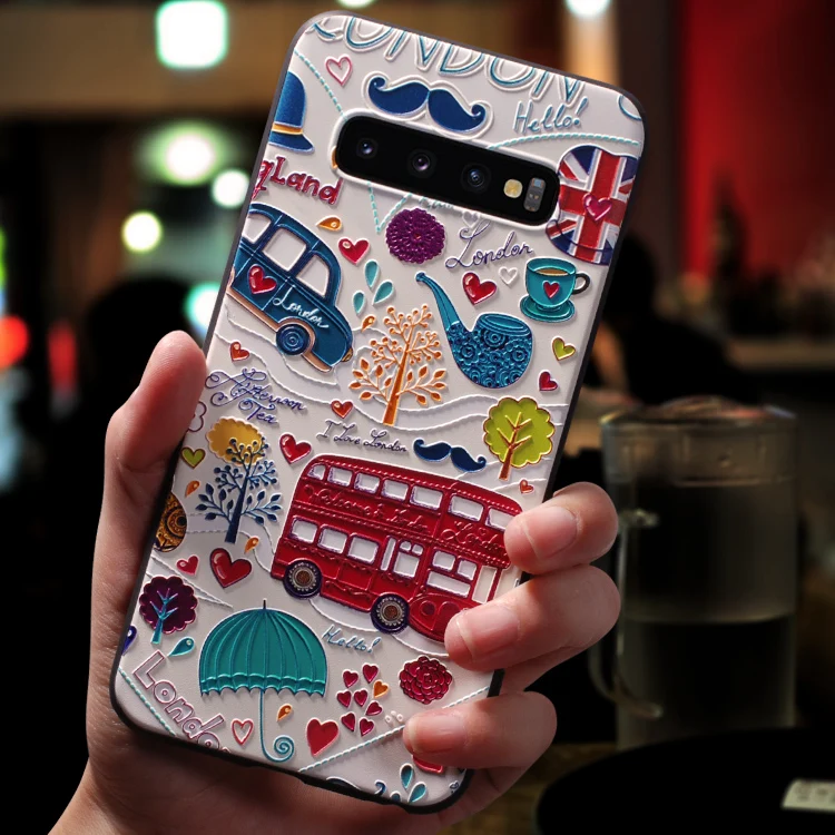 Силиконовый 3D рельефный чехол для Samsung Galaxy Note 10 S10 Plus S9 S8 M10 M20 M30 A20 A30 A40 A50 A70 с