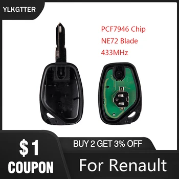 

YLKGTTER 433MHz 2 Button Remote Car Key Fit for Renault Vivaro Movano Traffic Master Kangoo with PCF7946 Chip Uncut NE72 Blade