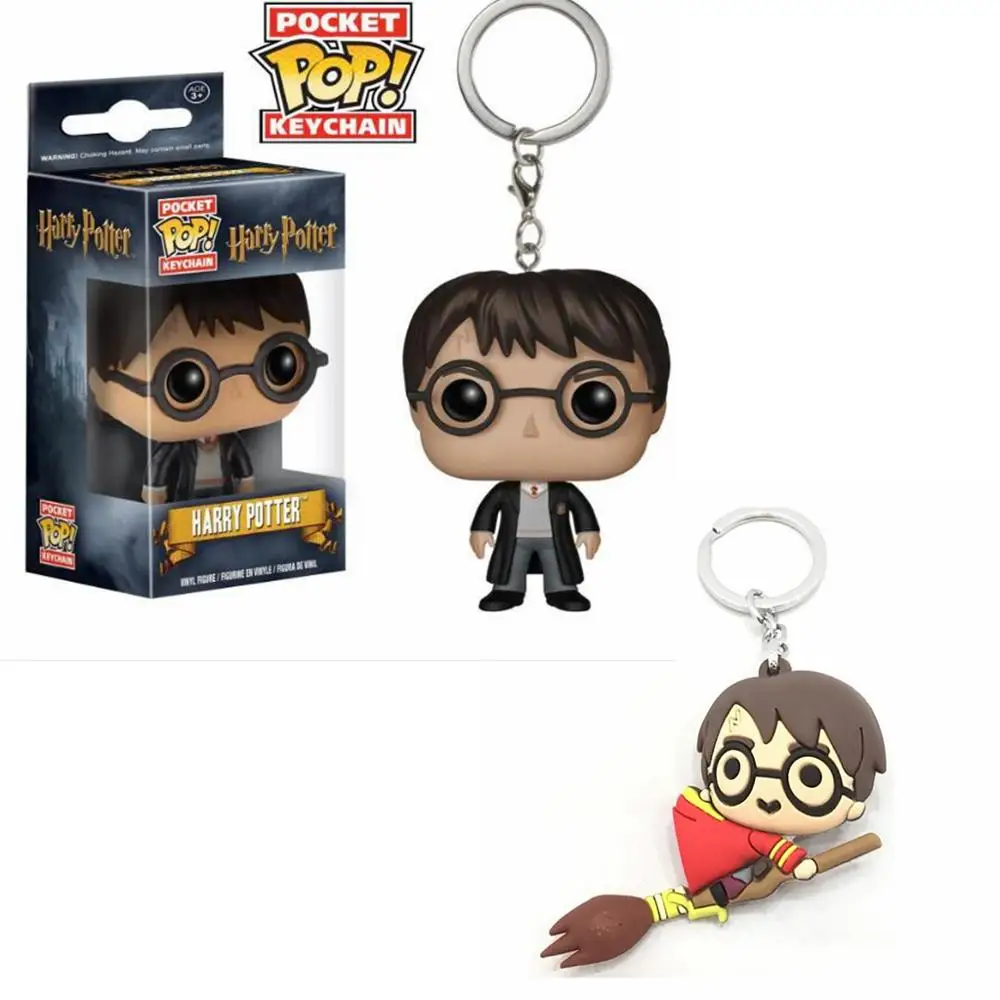 

3D Harri Potter PVC Keychain Toy Dobby Hermione Ron Weasley Super Hero Spider Man Action Figure Toys Party Cosplay PVC Key Ring