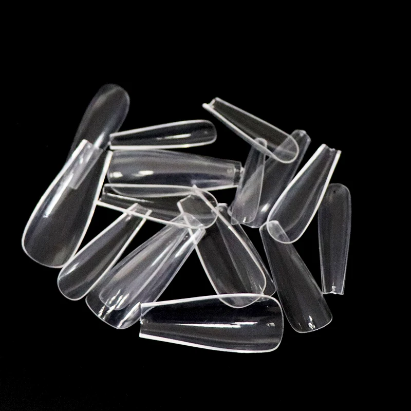 A2-100pcs 100 шт./пакет накладные гроб ногти балерина накладные ногти на плоской подошве Форма для Неил арта украшения для кончиков ногтей Натуральный Прозрачный полное покрытие маникюр накладные ногти советы - Цвет: A2-100pcs