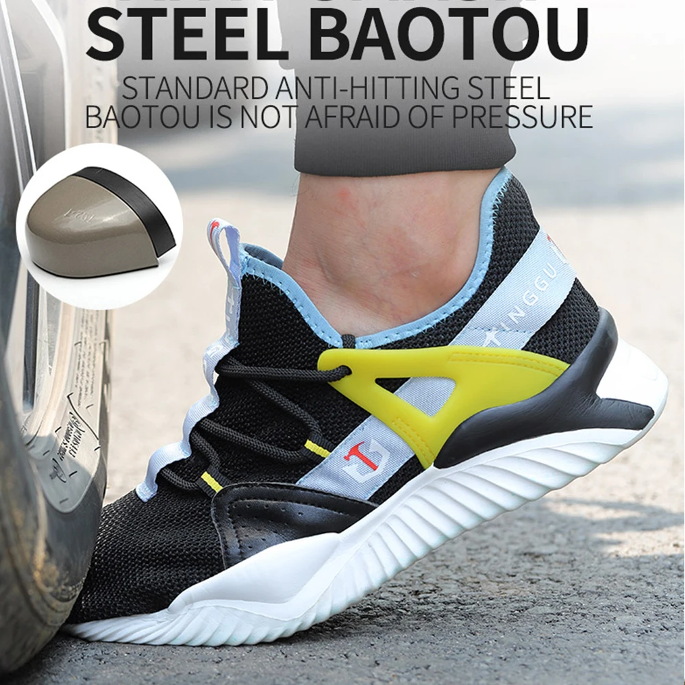 Sneakers Work-Shoes Steel Industriales Breathable Anti-Smash Puncture-Proof Mesh Toe-Cap