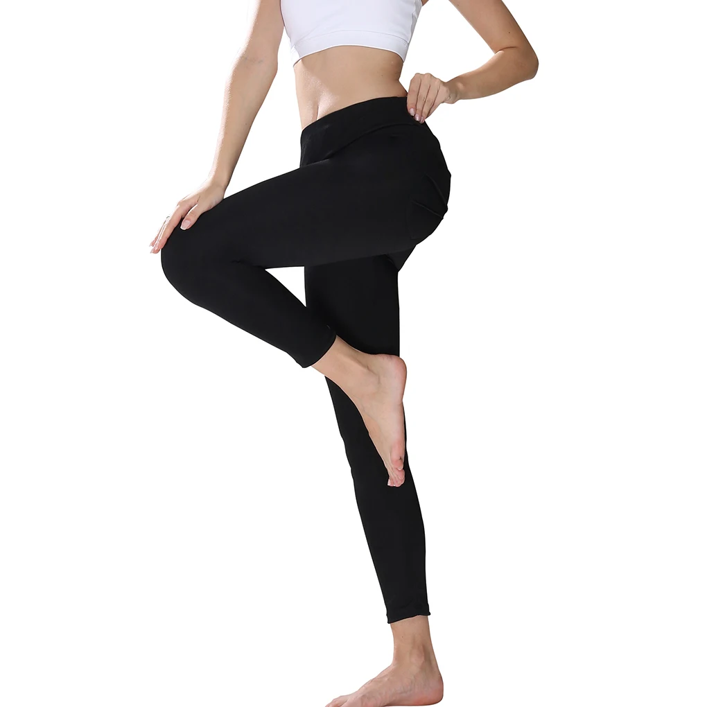 

Women Solid Color Sports Pants Leggings Fitness Back Pockets Trousers