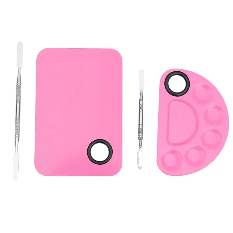

2 Sets Stainless Steel Paint Palette Color Mixer For Makeup Cosmetic Watercolor Oil Painting Accessories(Square And Semicircle)