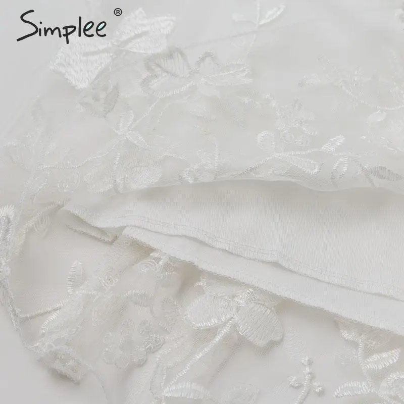 Simplee Sexy v-образным вырезом вечернее платье кружева белое без рукавов Элегантные с высокой талией дамы осень длиной платье
