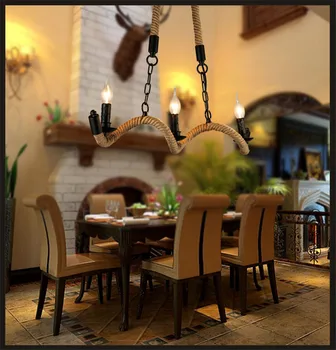 

Twine Vintage Bar Three-head Chandelier Creative Clothing Store Restaurant Cafe Bar Internet Cafe lamp Decoration