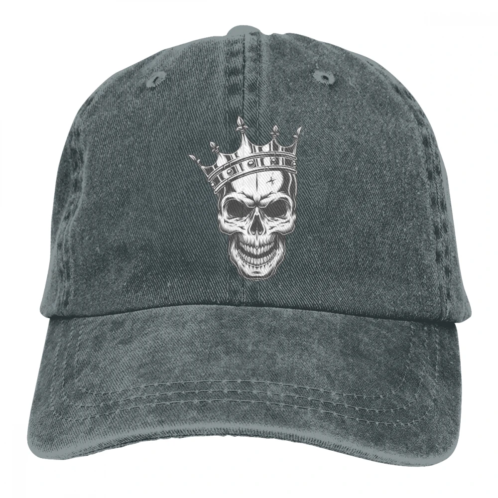 Череп с короной Casquette натуральный унисекс Мужские Женские джинсовые бейсболка с ремешком кепки Регулируемый Гольф папа шляпа
