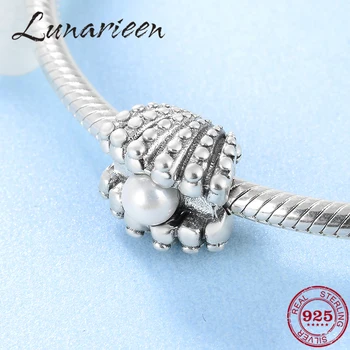 

New 925 Sterling Silver Delicate pearl shell shape girlfriend gift Fit Original European Charm Bracelet Jewelry making