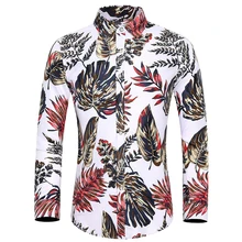 

Men'S Fashions 2021 Autumn Spring Clothes Shirt Long Sleeves Hawaiian Beach Casual Floral Shirt For Man Big Size S-5XL 6XL 7XL