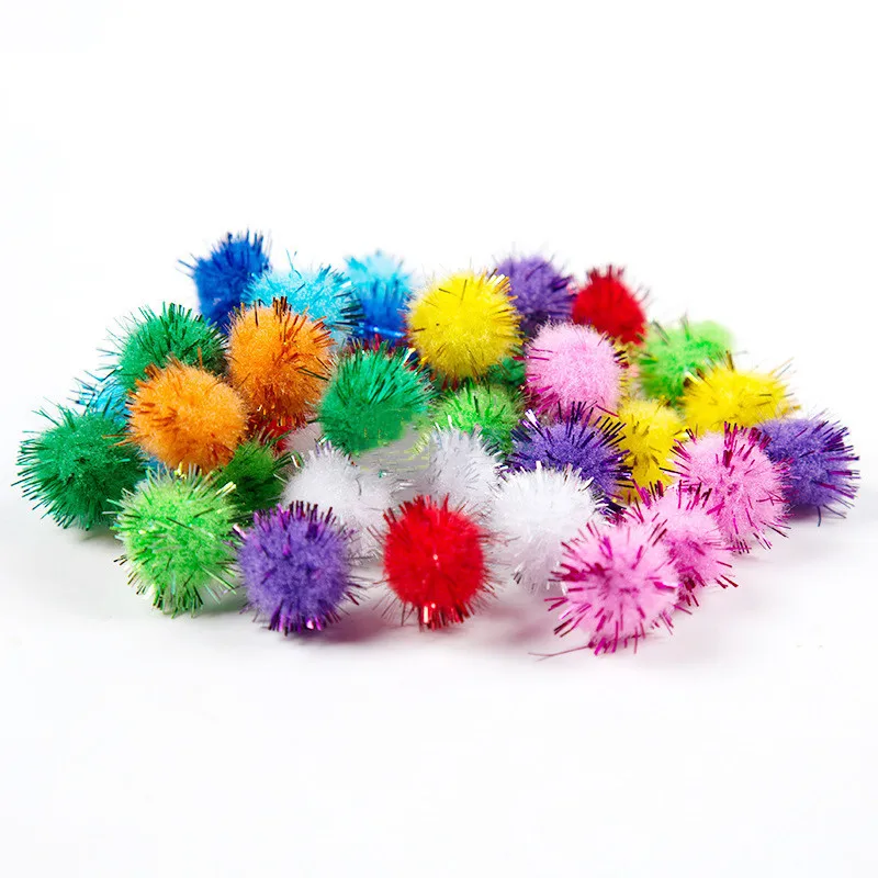 100 шт цветные блестящие шарики помпон пушистые шары Дети DIY ремесло Поставки ручной работы творческие украшения материалы помпоны