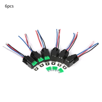 

6PCS/Set 4-Pin 14 AWG Fuse Relay Switch Harness Set 12V DC SPST Automotive Auto Relay With Relay Socket 30A