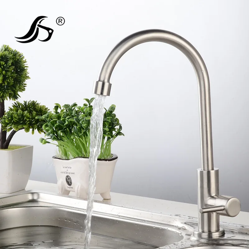 

304 Stainless Steel Kitchen Sink Single Cold Kitchen Faucet Washing Basin Sink Faucet Rotatable Engineering Wholesale