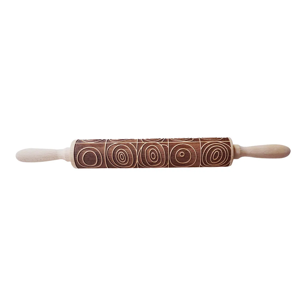 Christmas Rolling Pins Rock Wooden Rolling Embossing Baking Cookies Biscuit Fondant Cake Patterned Roller patterned rolling pin - Цвет: A