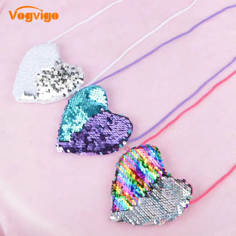 Vogvigo блестки Любящее сердце мультфильм маленький кошелек для монет детские сумки дети плечо Монета Сумка для маленьких девочек мини-сумка