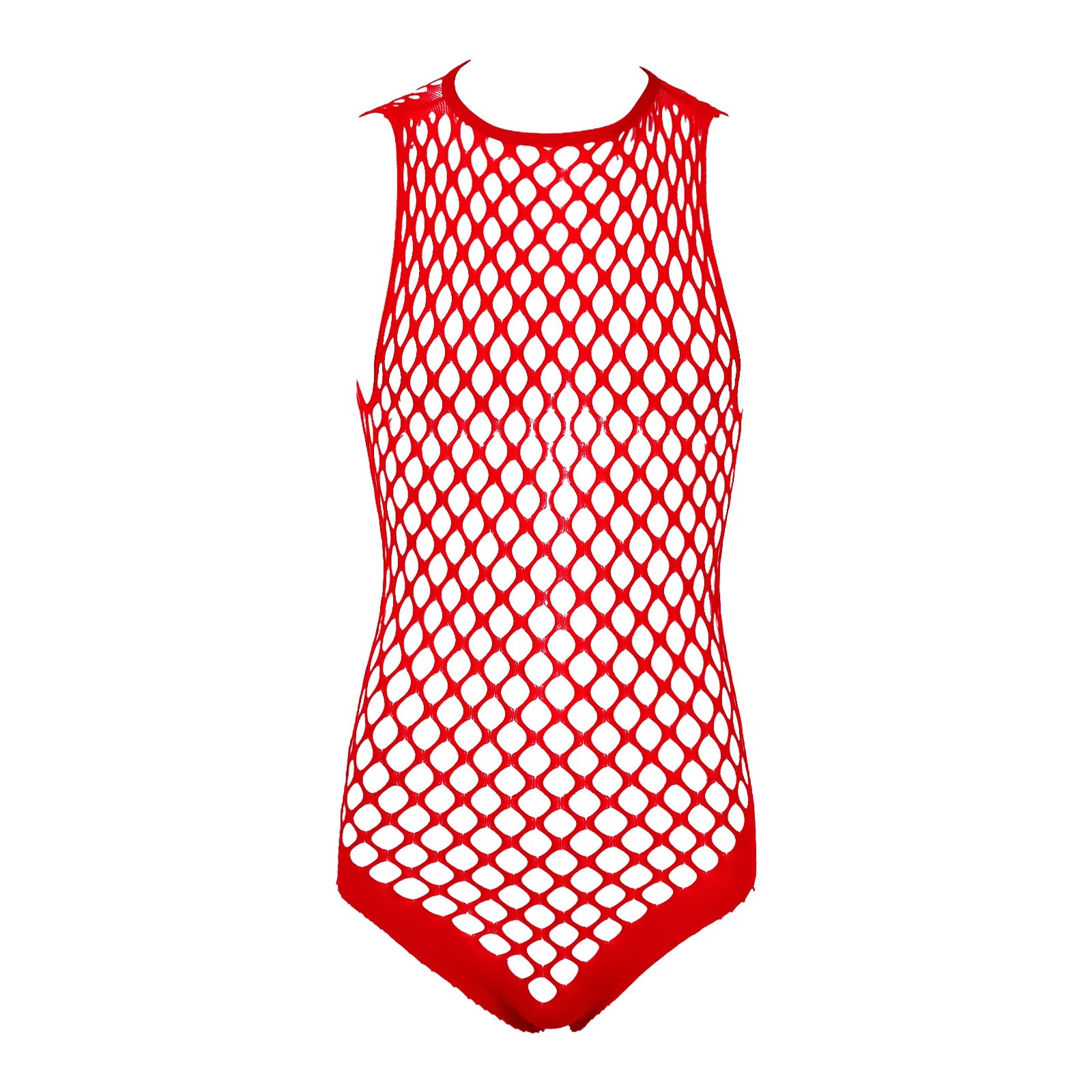 Men Sexy Underwear Hollow Out Netted Bodystockings Halter Neck Sleeveless See-through Fishnet Stretchy Bodysuits Nightwear men bodysuit jumpsuit
