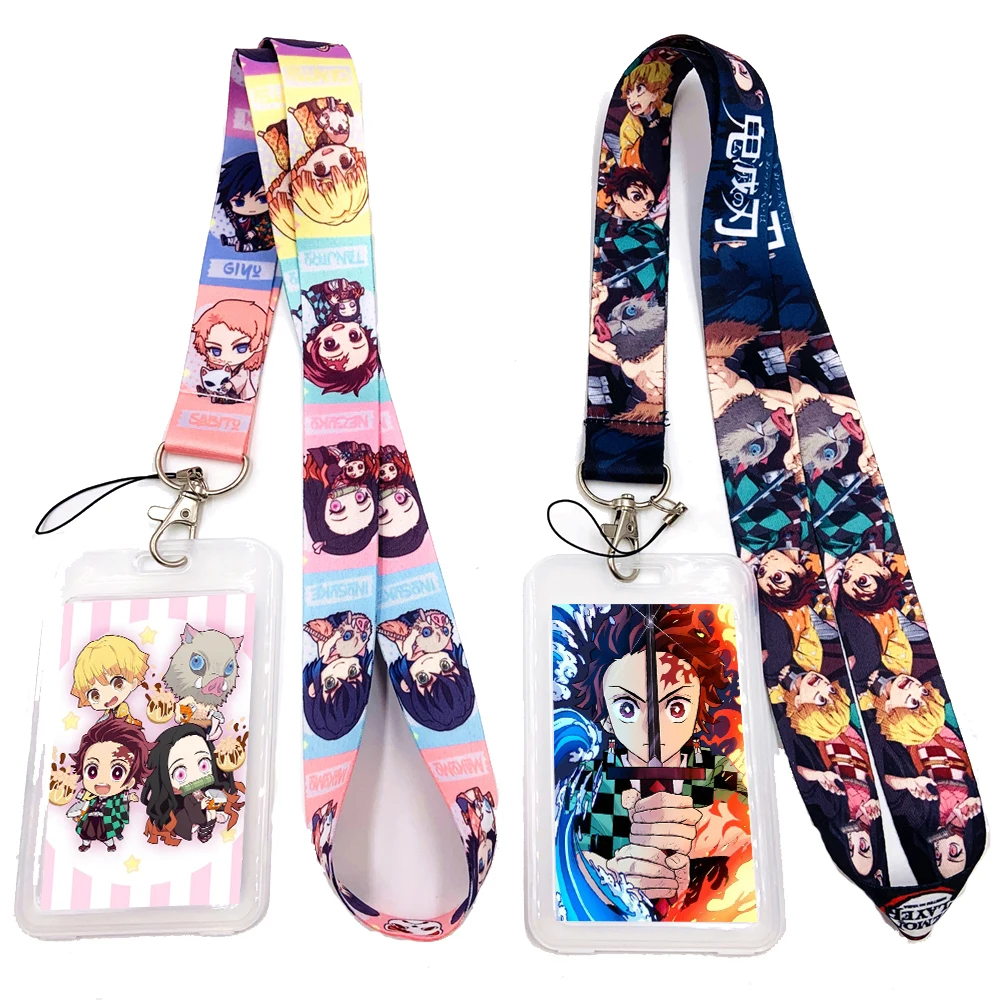 Anime Demon Slayer Lanyard dengan Kartu Holder Catoon Taplak Kimetsu