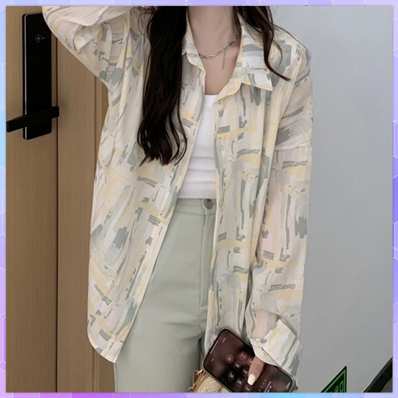 

Женская рубашка Tie-dye, цветочный шифоновый топ, женские топы, летняя одежда для женщин, рубашки на пуговицах, Женская длинная рубашка на пуговицах