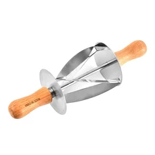 Рулонный резак из нержавеющей стали для изготовления Круассанов для хлеба, колесо для теста, деревянная ручка ножа для выпечки, кухонный нож