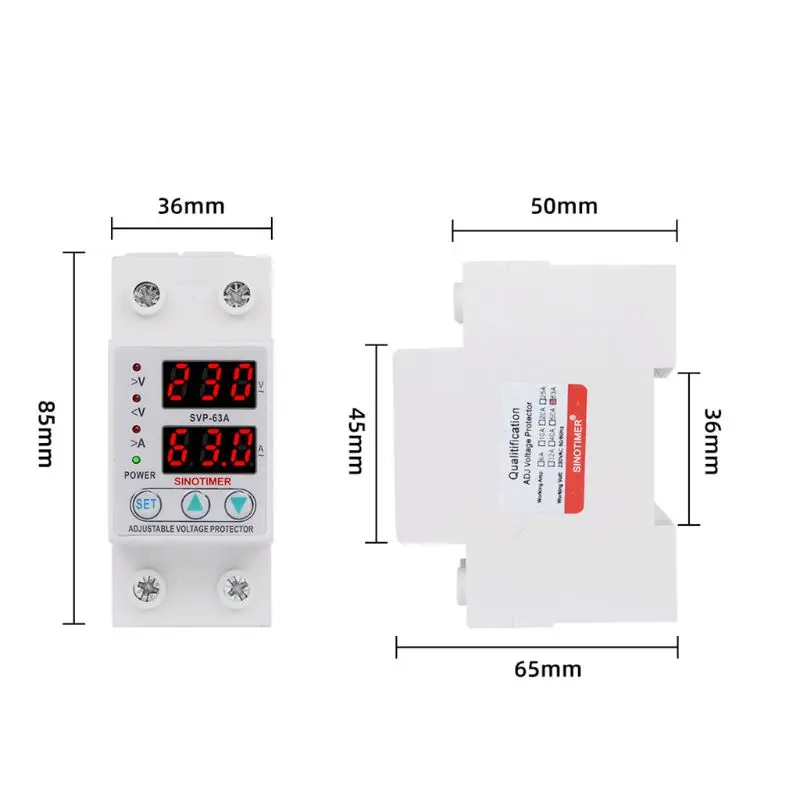 63A 230V din-рейка регулируемое под напряжением защитное устройство предохранитель предельный ток защита вольтметр
