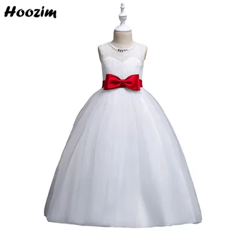 

Luxury Modest Front Bow Lace Gala And Wedding Dresses Girls 6-15 Years Expensive Tulle Puffy Long Pageant Snd Soiree Dress Teen