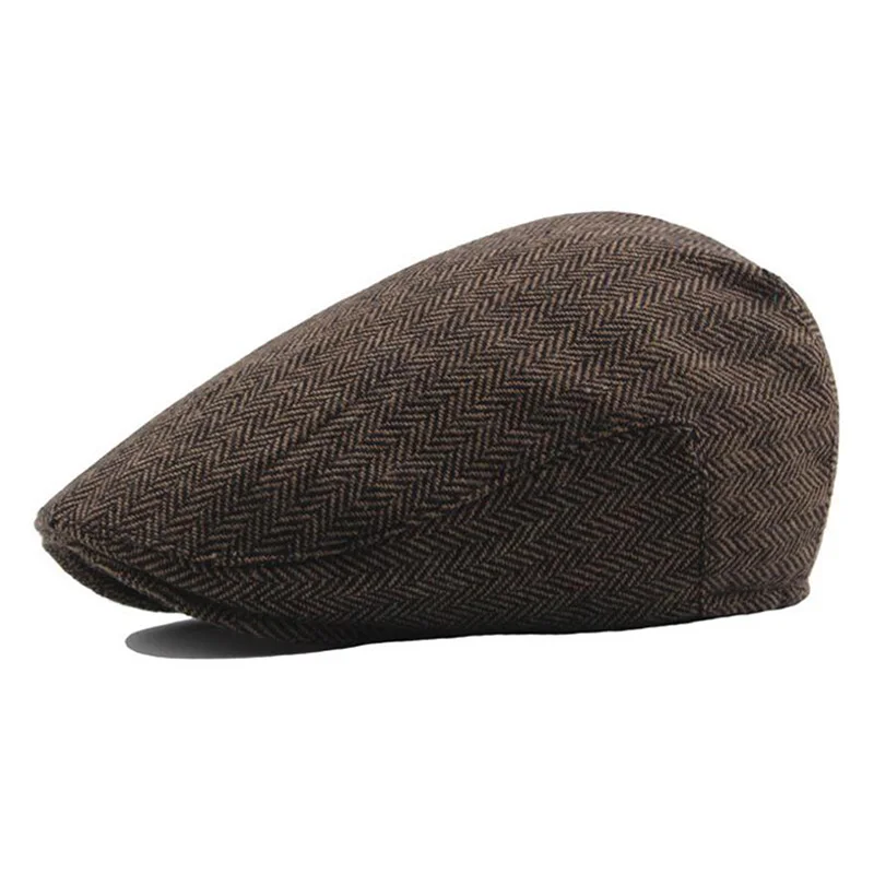 kaiki 1PCS Vintage Men Cotton Stripe Flat Cap Driving Sun Hat - Цвет: kaiki