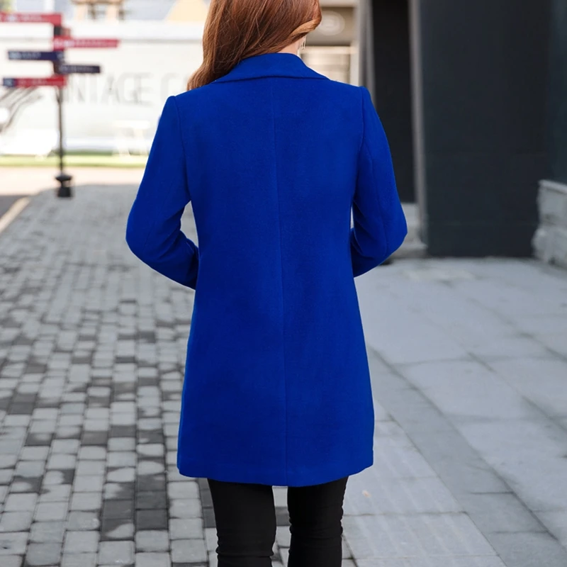 Осенне-зимнее модное шерстяное пальто 3XL 4XL 5XL 6XL 7XL однотонный длинный однобортный Тонкий костюм шерстяное пальто