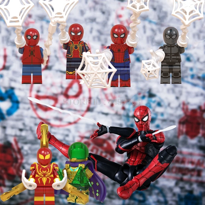 Marvel Мини строительные блоки кирпичи Человек-паук Mysterio Ник Fury Железный гидро человек Мстители Детская Игрушка Звездные войны Человек-паук танос Халк