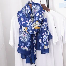 2022 lady Autumn Lovely Animal Elk Deer Pattern Viscose Shawl Scarf High Quality Print Wrap Pashmina Snood Bufanda Muslim Hijab
