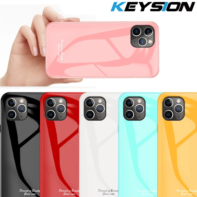 KEYSION Tempered Glass Phone Case for IPhone 11 Pro MAX X XR XS Max Soft Silicone Hard Back Cover 7 Plus 8 6 6s | Мобильные телефоны