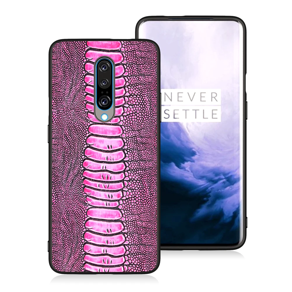 Для OnePlus 7 чехол противоударный 6 6T 5 5T Задняя крышка из натуральной кожи защитные чехлы OnePlus 7 Pro Чехол - Цвет: Pink