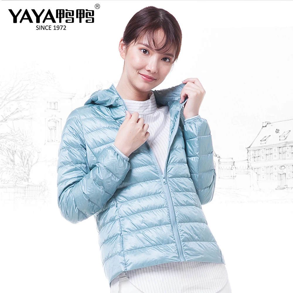

YAYA Thin Down Jacket Women Large Size Womens Lightweight Down Jackets Ultra Light Coat Warm Short Jackets Women