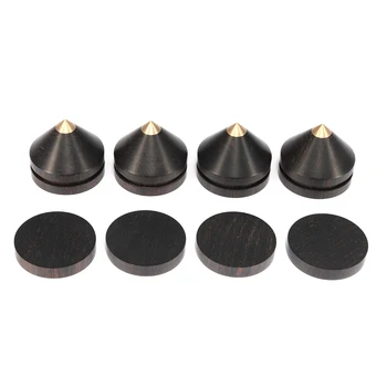 

4 Sets Speaker Stand Feet Pad For Amplifier Bookshelf Speaker Decoder CD Player 23mm*20mm Wood+Copper