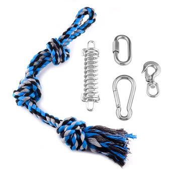

Durable Pet Stainless Steel Spring Pole Puppy Rope Toys Backyard Outdoor Hanging Exercise Rope Pull Tug of War Toy